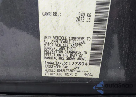2013 Nissan Altima 2.5 Sv from USA, damaged, VIN 1N4AL3AP5DC127894